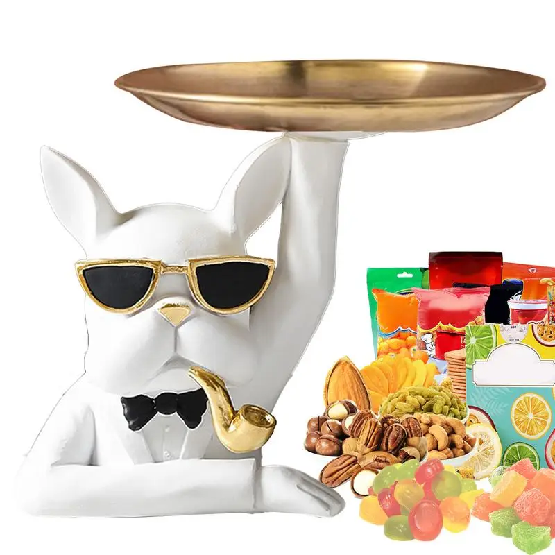 Dog Statue Storage Tray Cute Resin Bulldog Figurine With Tray Multi-functional Animal Sculpture Table Decoration Key Tray
Dog Statue Storage Tray Cute Resin Bulldog Figurine With Tray Multi-functional Animal Sculpture Table Decoration Key Tray