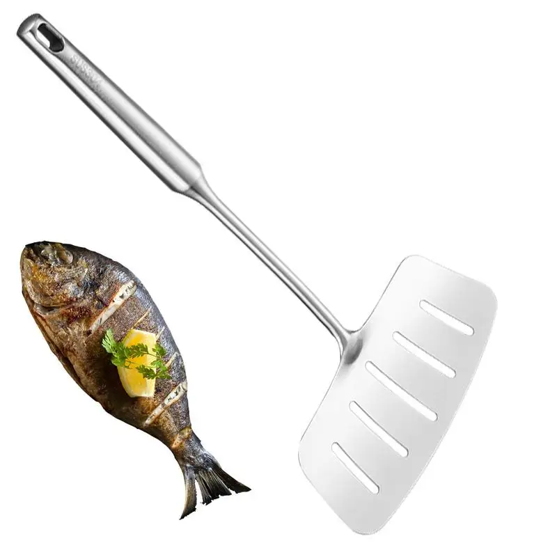 

Fish Spatula Stainless Steel Frying Spatula Ergonomic Handle Wide Beefsteak Shove For Frying Grilling Turning Egg Meat Fish