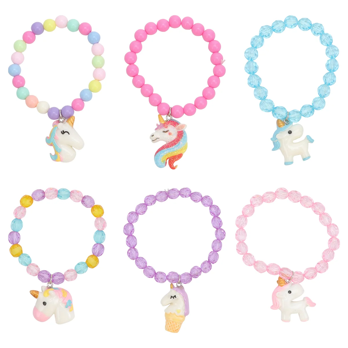

Unicorn Pony Bracelets Colorful Beads Bracelet Acrylic Kids Wrist Decor