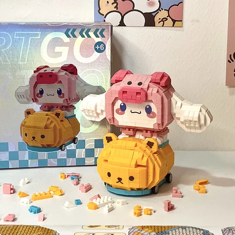 

Sanrio Hello Kitty Anime Figure Building Blocks My melody Character Kuromi Assembled Model Dolls Cinnamoroll Children Gifts