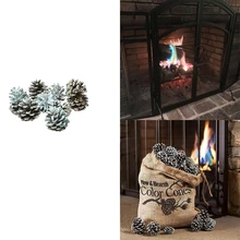 Burning Fireplace Pine Cones Wood Burning Accessories, Fireplace, Campfire, Fire Pit Blue And Green Colored 
Burning Fireplace Pine Cones Wood Burning Accessories, Fireplace, Campfire, Fire Pit Blue And Green Colored