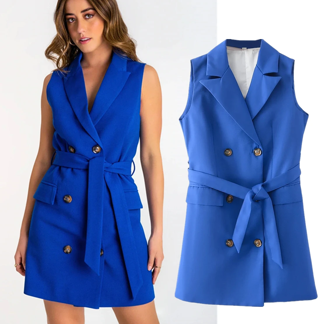 Jenny&Dave England Style Office Lady Fahsion Sleeveless Blazers Royal Blue Double Breasted Sashes Vest Dress Women
Jenny&Dave England Style Office Lady Fahsion Sleeveless Blazers Royal Blue Double Breasted Sashes Vest Dress Women