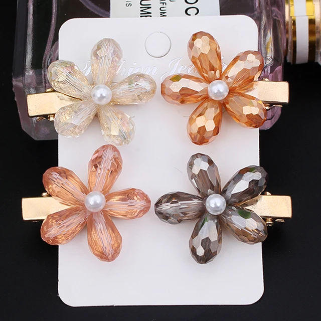 Épingles à cheveux kpop pour femmes, pince à cheveux délicate, perle de cristal, zircon, fleurs, accessoires pour cheveux, ensemble, bijoux féminins à la mode 1