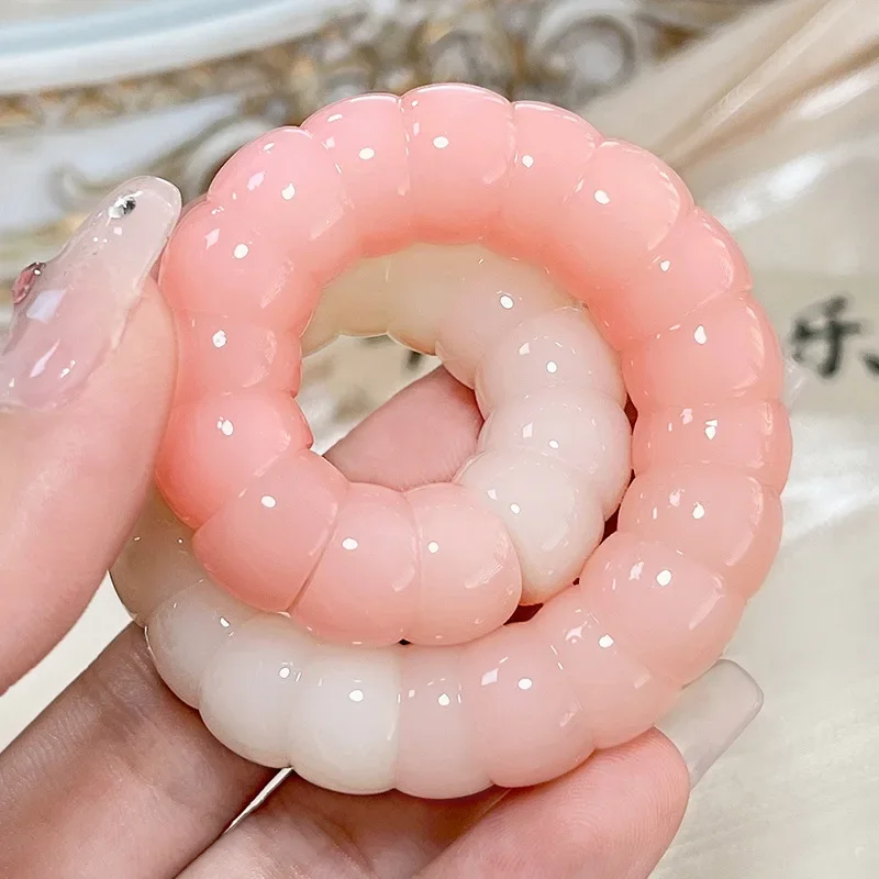 

White Jade Bodhi Root Pig Large Intestine Hand String Oblique Cut Bodhi Gradient Rainbow Decompression Toy Jewelry Bangle Gift