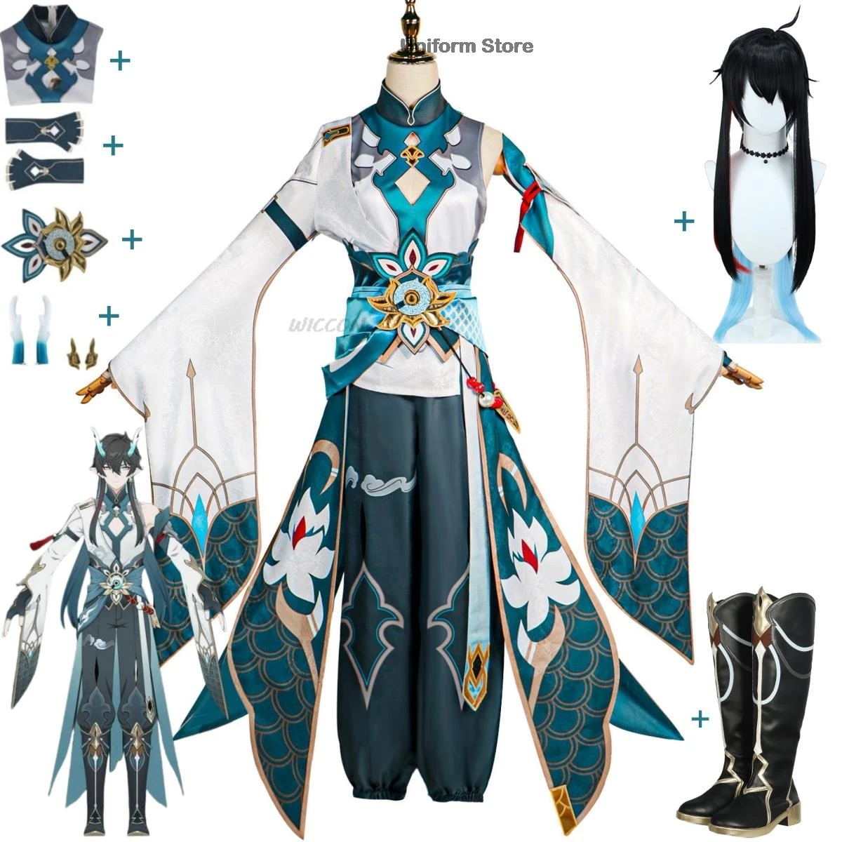 

GAME Anime Honkai : Star Rail Dan Heng Cosplay Costume Dan Heng Game Chinese Style Hanfu Wig Boot Man Masquerade Ball Suit