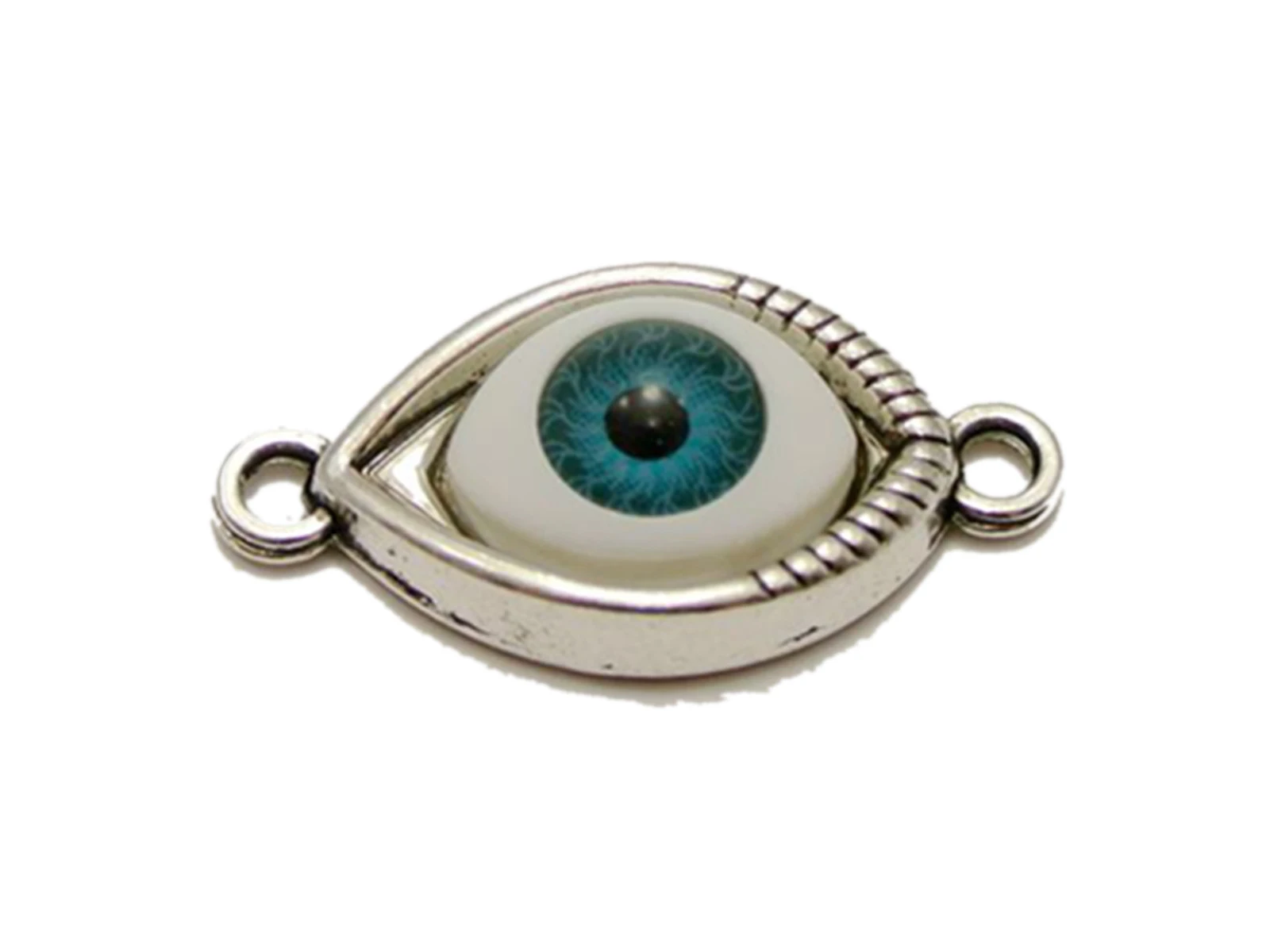 

10 Tibet Silver Blue Eye Charm Pendants 30X15mm Connector DIY Bracelet