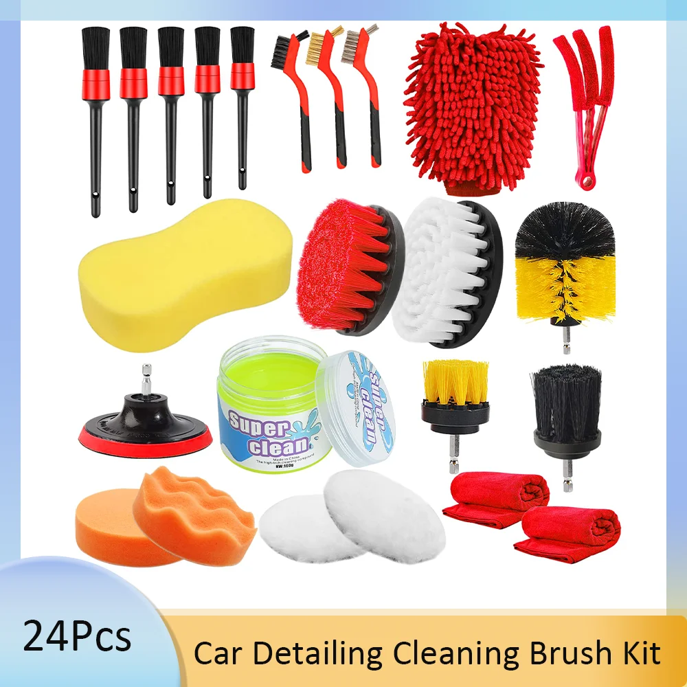 24 Pcs Car Detailing Cleaning Brush Kit for Interior Exterior Wheels Dashboard Include Brushes Polishing Pads Wire Brushes
24 Pcs Car Detailing Cleaning Brush Kit for Interior Exterior Wheels Dashboard Include Brushes Polishing Pads Wire Brushes