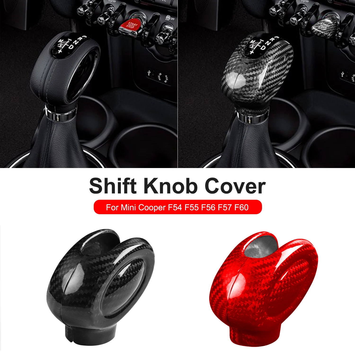 

New Real Carbon Fiber for Mini Cooper F54 F55 F56 F57 F60 Countryman Accessories Interior Trim Car Gear Shift Knob Cover