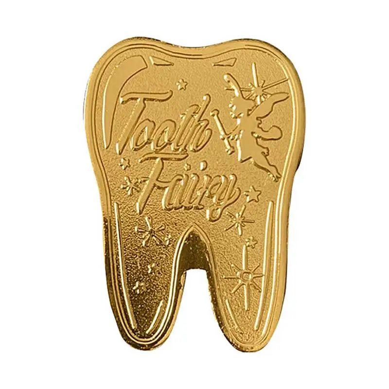 

Tooth Fairy Commemorative Coin Tooth Shape Challenge Coin Lucky Wishing Home Decor Souvenir Gold Plated For Party Decorations