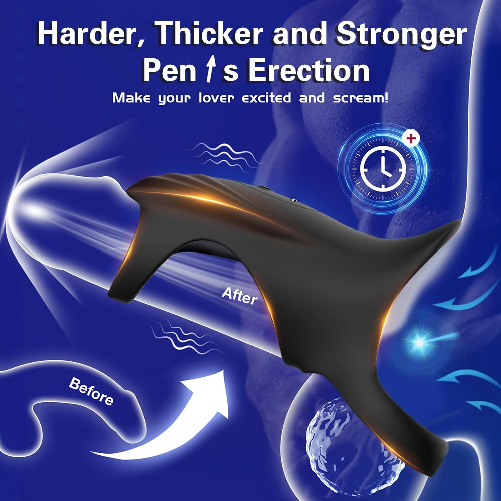 Vibromasseur d'anneau de pénis pour hommes et femmes, extenseur de retard de pénis, entraîneur de testicules, jouets sexuels pour adultes, UNIS issement du point G, 18 + 4