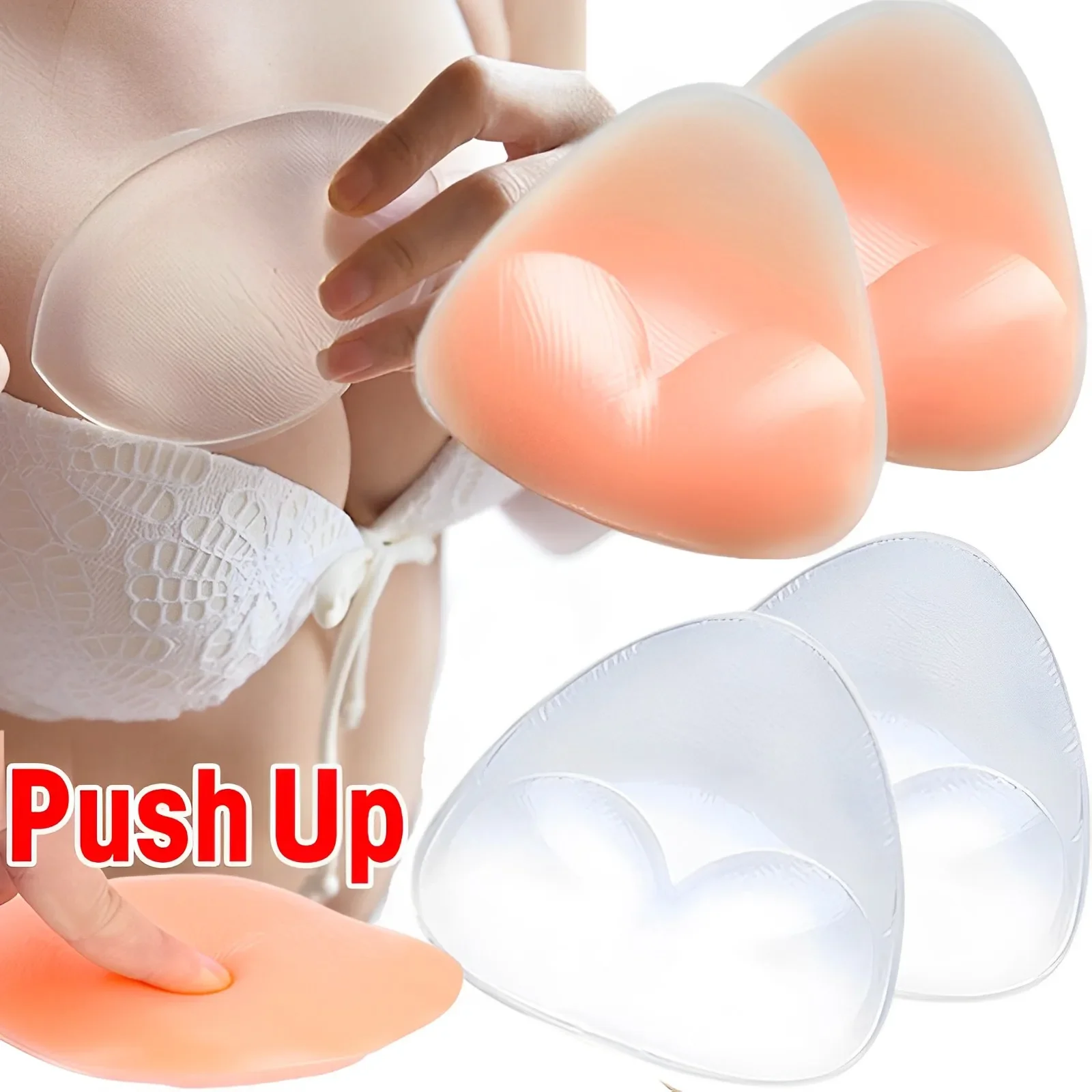 

Silicone Bra Inserts Breast Pads Sticky Push-up Women Push Up Bra Cup Thicker Nipple Cover Patch Bikini Inserts for Swimsuit