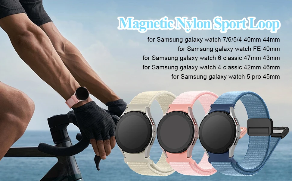 Magnetic nylon Band For Samsung Galaxy Watch 7 FE 6 4 Classic 5 pro 44mm 40mm 47mm 43mm 45 No gaps bracelet Galaxy Watch 7 Strap Magnetic nylon Band For Samsung Galaxy Watch 7 FE 6 4 Classic 5 pro 44mm 40mm 47mm 43mm 45 No gaps bracelet Galaxy Watch 7 Strap