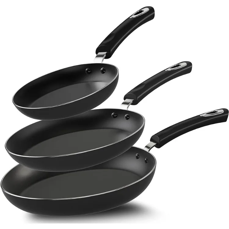 Utopia Kitchen Nonstick Frying Pan Set - 3 Piece Induction Bottom - 8 Inches, 9.5 Inches and 11 Inches (Grey-Black)
Utopia Kitchen Nonstick Frying Pan Set - 3 Piece Induction Bottom - 8 Inches, 9.5 Inches and 11 Inches (Grey-Black)