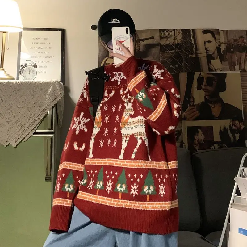

Женский модный простой пуловер с круглым вырезом, повседневный универсальный свободный свитер контрастных цветов с принтом и длинным рукавом, вязаные топы на осень и зиму