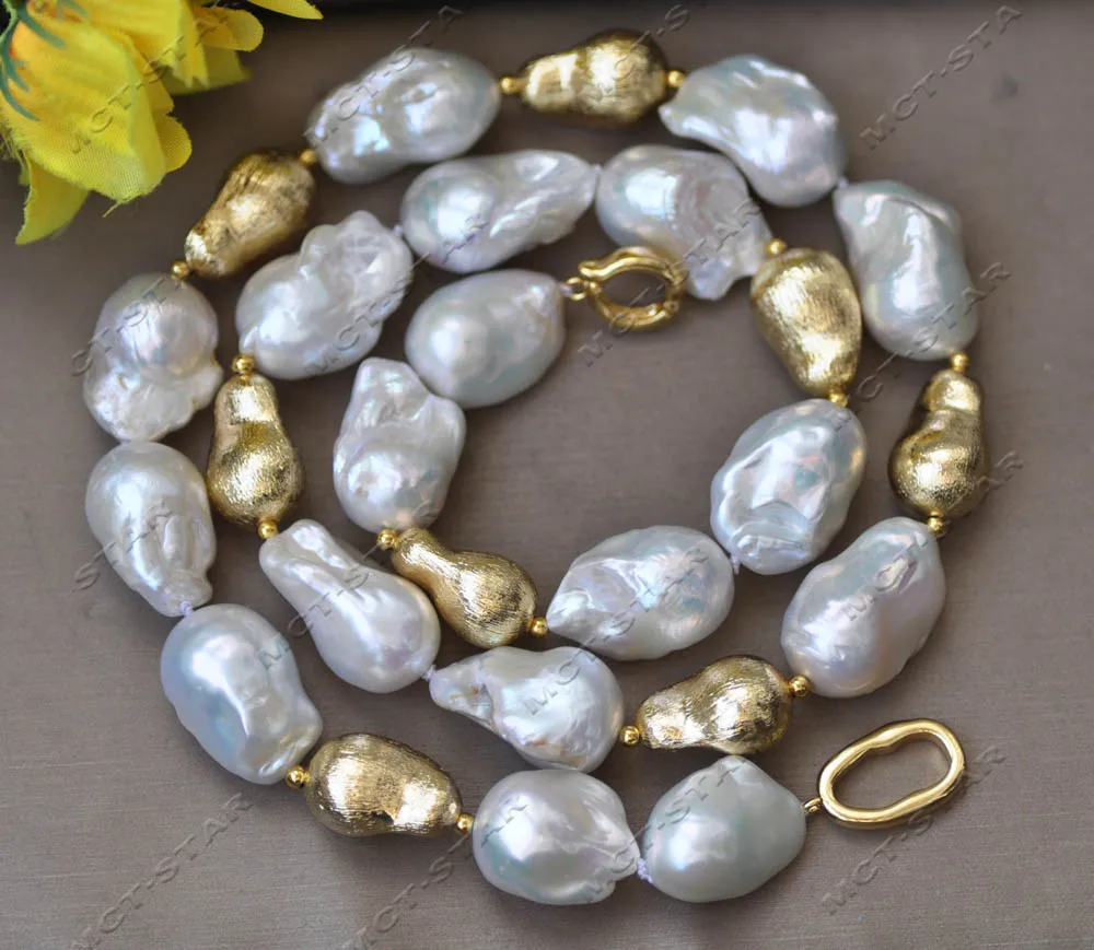 Z13124 Set 24mm White Baroque Keshi Reborn Pearl Gold-Plated Peasecod Necklace Bracelet Earring
Z13124 Set 24mm White Baroque Keshi Reborn Pearl Gold-Plated Peasecod Necklace Bracelet Earring