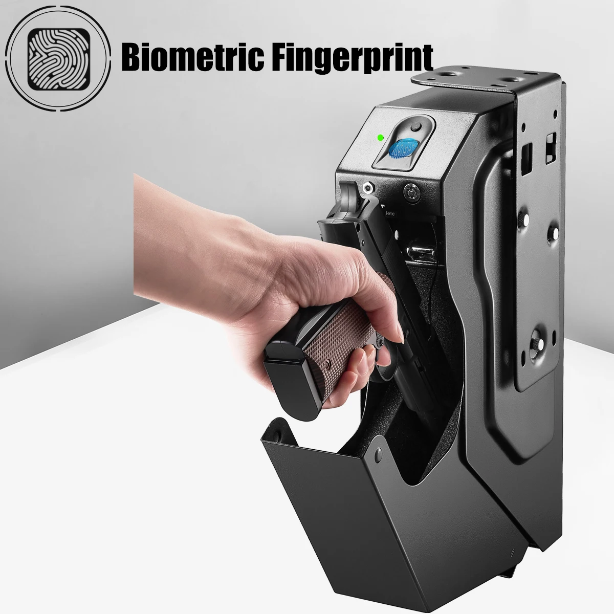 

Hidden Biometric Fingerprint Pistol Firearm Weapon Car Home Quick-Access Handgun Safe Vault Box Case Ospon Brand