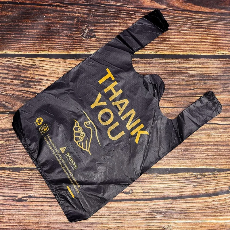 

Customized product、Thank You Plastic Bag T Shirt Bags for Small Business Take Out Retail Store Shopping with Handle Merchandise