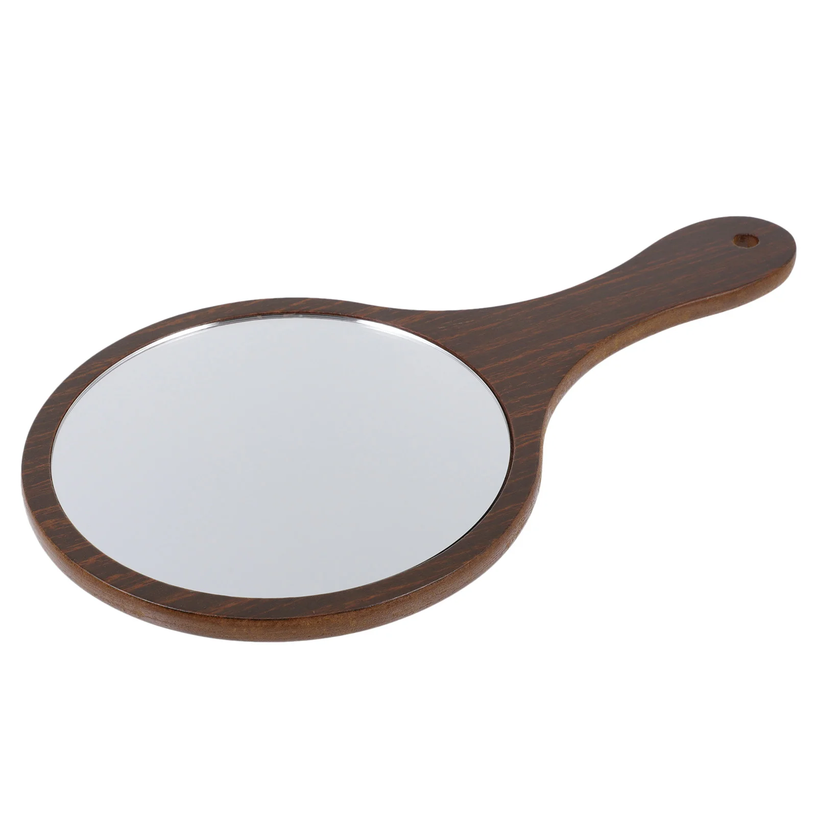 

Single Sided Wooden Handle Vanity Mirror Miss Circle Held Mirrors Silver Round Makeup