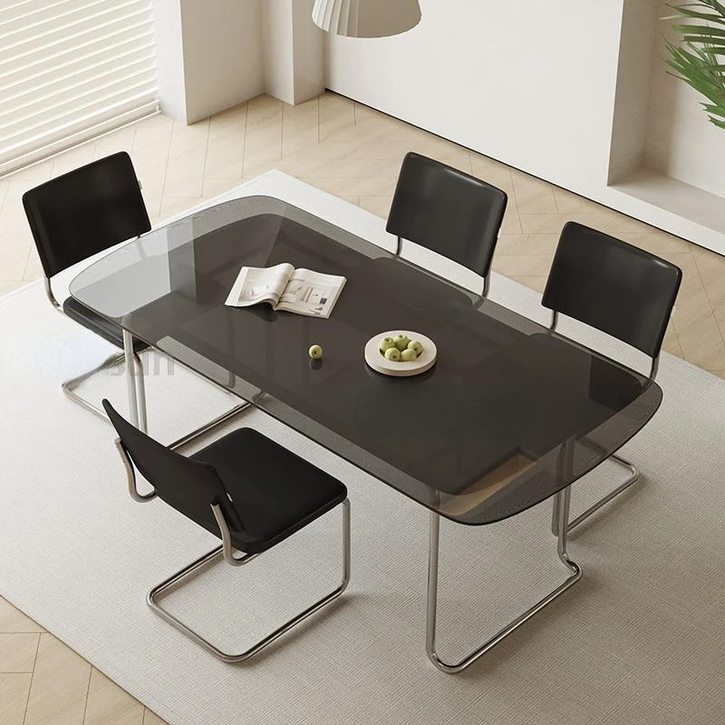 Modern Minimalist Rectangle Tempered Glass Tabletop In Black Stainless Steel Kitchen Tables Round Corners Dining Room Sets
Modern Minimalist Rectangle Tempered Glass Tabletop In Black Stainless Steel Kitchen Tables Round Corners Dining Room Sets