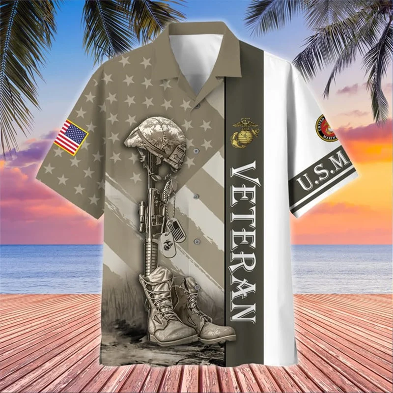 

New Summer 3D UNITED STATES Soldiers Veterans Armys Print Shirts For Men Cool Fashion Short Shirts Hawaiian Kids Vintage Clothes