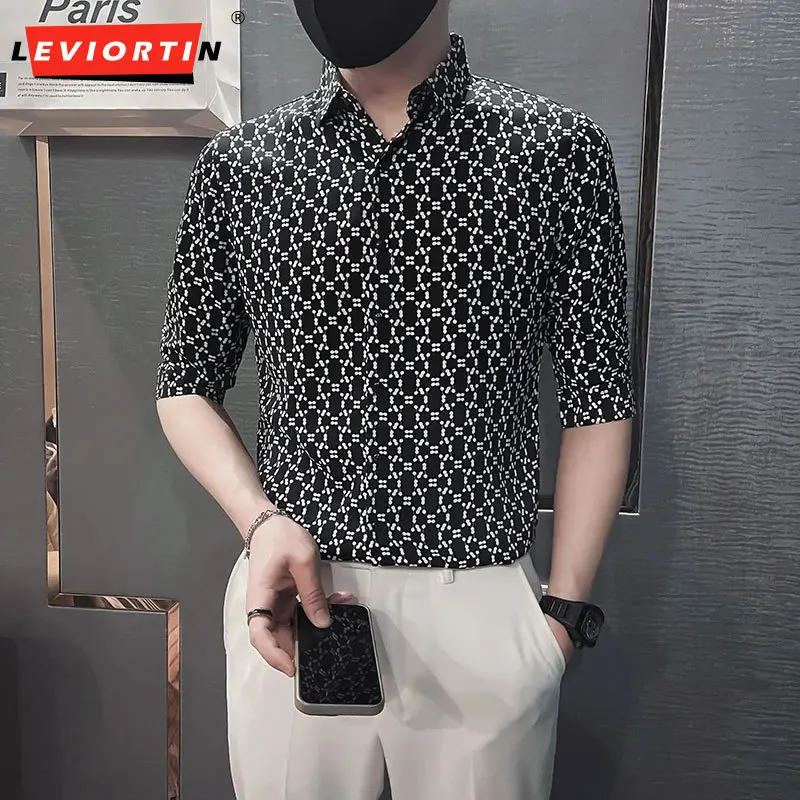 

Рубашка мужская летняя с цветочным принтом, универсальная Модная брендовая блуза из вискозы с полурукавами, уличная одежда