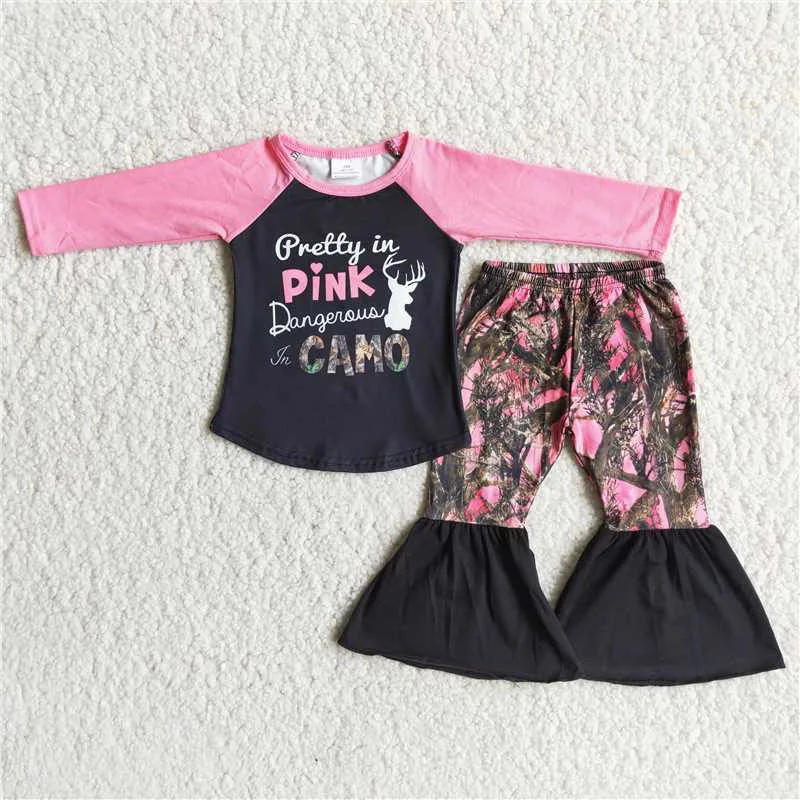 

Toddler Spring Arrival Kids Valentine pink pink camouflage leopard suit Boutique Wholesale Baby Girls Children Clothing Outfits