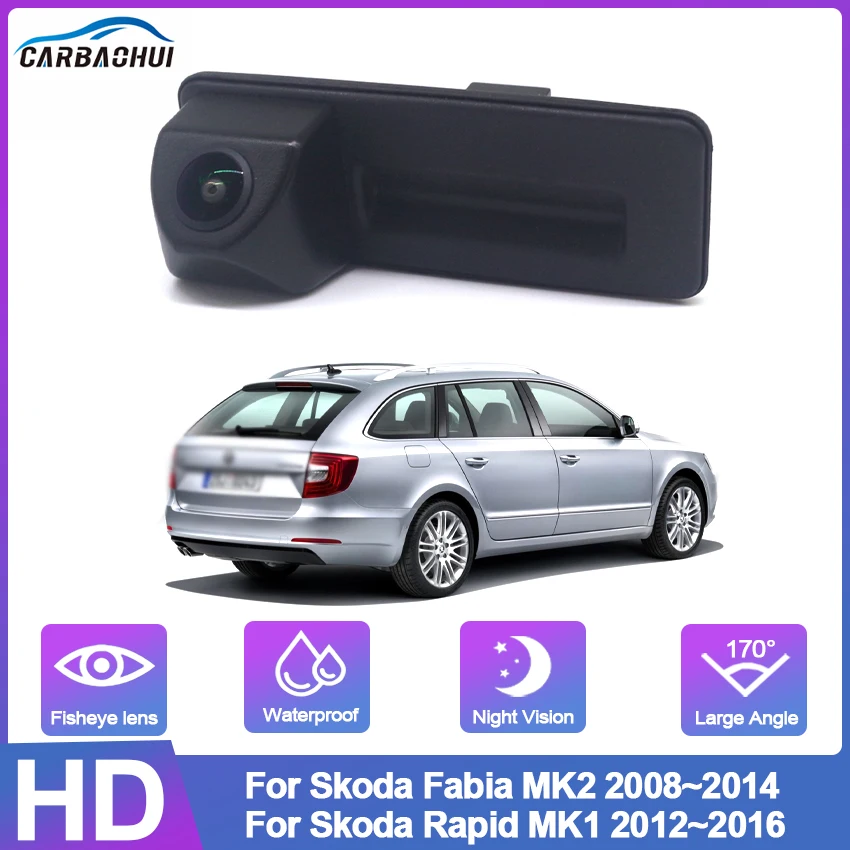 

CCD Full HD Fisheye Rear View Camera For Skoda Octavia A5 A7 2010~2013 Superb MK2 2008~2014 Car Trunk Handle Camera Monitor