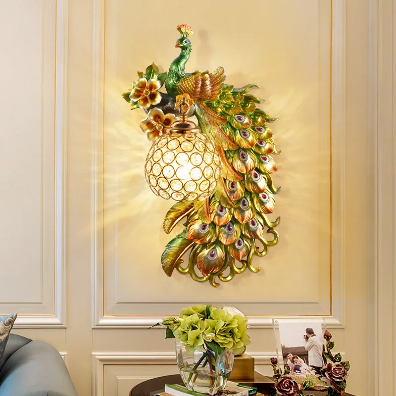 

Скандинавский роскошный имитационный Павлин E27 настенный фон настенный комнатный гостиной настенный коридор настенный светильник декоративный светильник