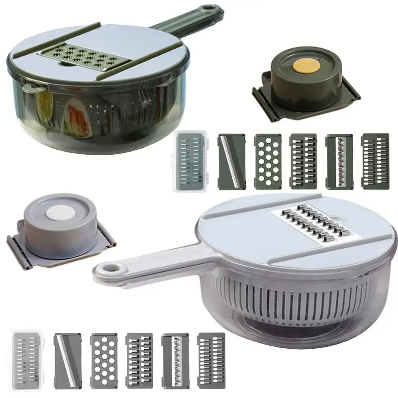 

Manual Meat Mincer Garlic Chopper Rotate Garlic Press Crusher Vegetable Onion Cutter 5In1 Food Dicer Shredders With Multi Blades