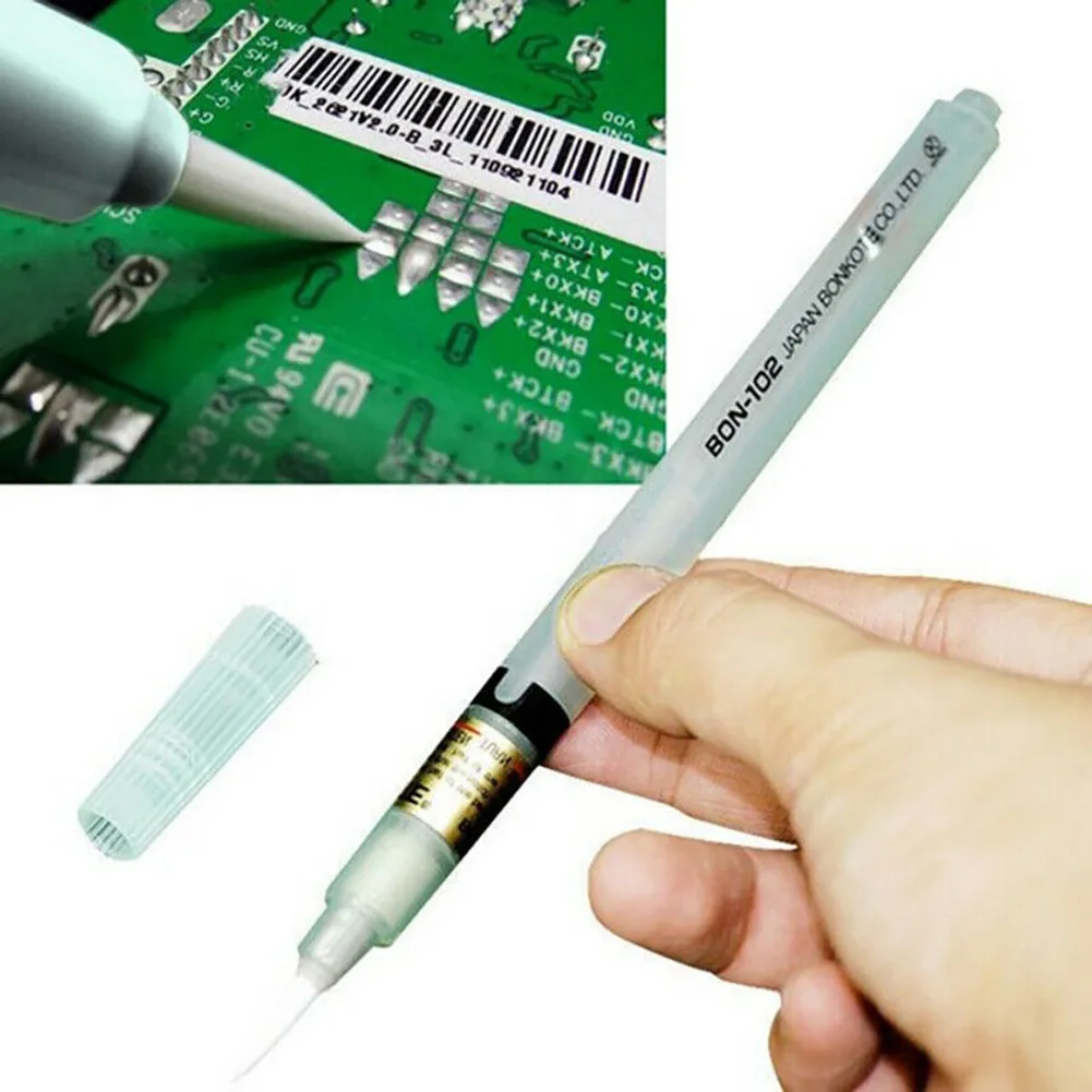 BON102 Flux Paste Pen PCB Soldering Tool Applicator Brush Head No Clean Solder Welding Pen Can Be Filled With Flux/ Pine Perfume
BON102 Flux Paste Pen PCB Soldering Tool Applicator Brush Head No Clean Solder Welding Pen Can Be Filled With Flux/ Pine Perfume
