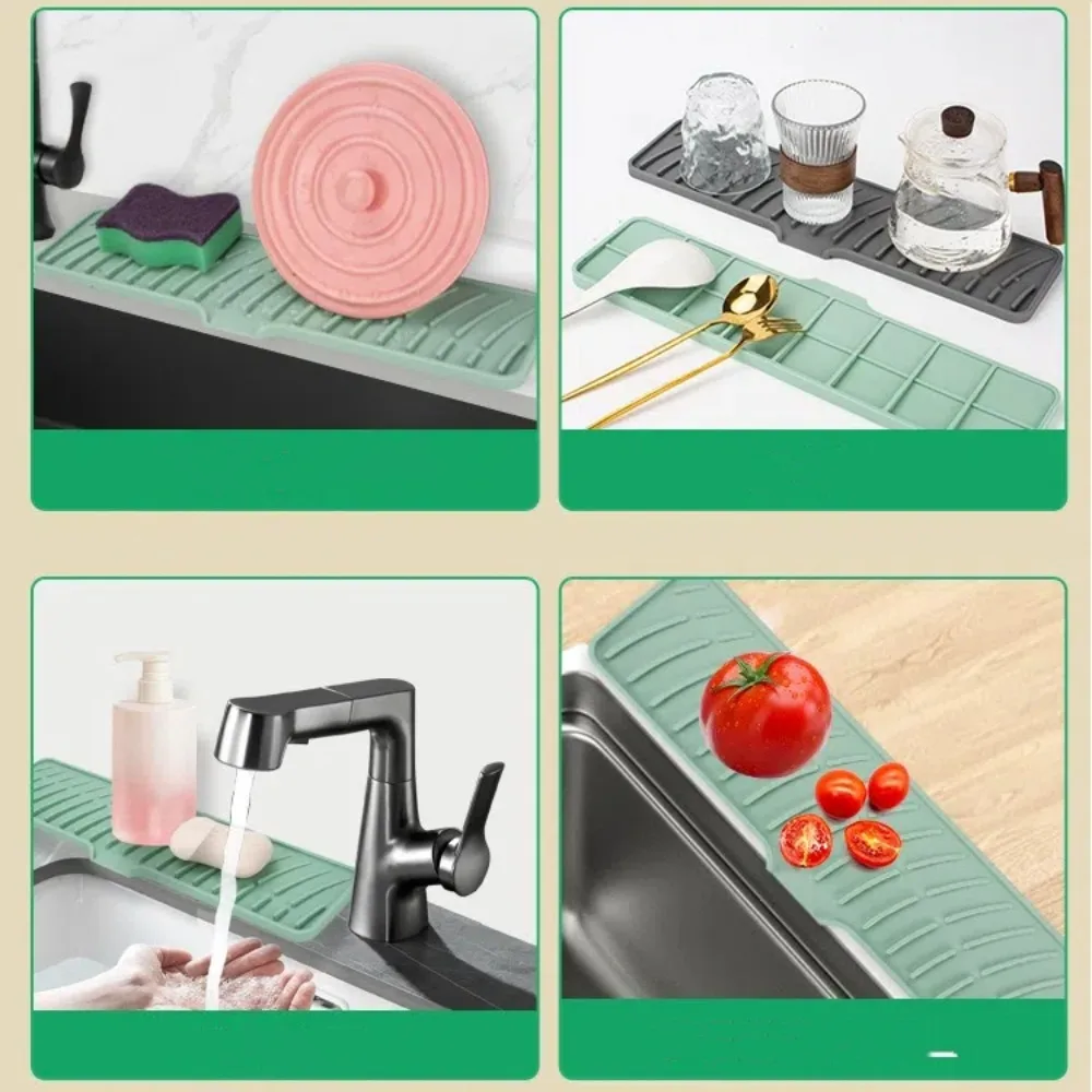New Silicone Sink Splash Guard Anti-spray Foldable Drainage Mat Multipurpose with 5°Incline Slope Faucet Splash Pad Bathroom New Silicone Sink Splash Guard Anti-spray Foldable Drainage Mat Multipurpose with 5°Incline Slope Faucet Splash Pad Bathroom