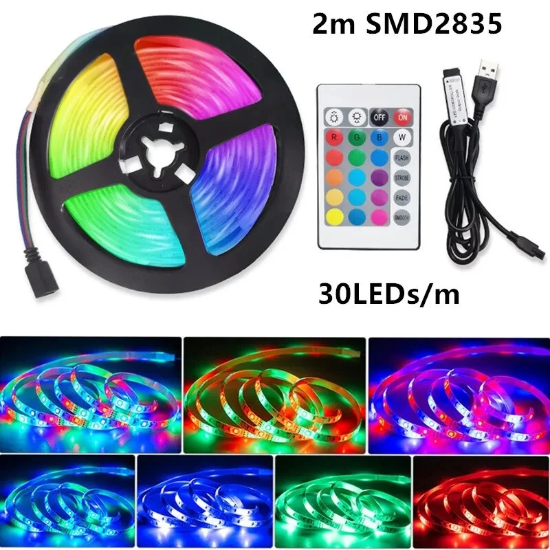 2m USB LED Lights Strip Tape LED 2835 24 Key IR Remote Control for Kitchen Closet Bedroom PC TV Backlight Home Lighting 
2m USB LED Lights Strip Tape LED 2835 24 Key IR Remote Control for Kitchen Closet Bedroom PC TV Backlight Home Lighting