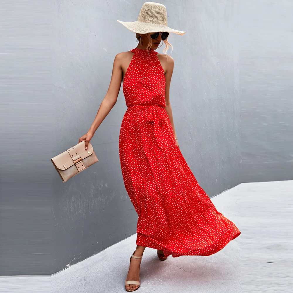 17 Colors S-XL New Women Soft Print Party Dress Halter Pleated Sleeveless Maxi Dress Womens Loose Clothing For Women
17 Colors S-XL New Women Soft Print Party Dress Halter Pleated Sleeveless Maxi Dress Womens Loose Clothing For Women