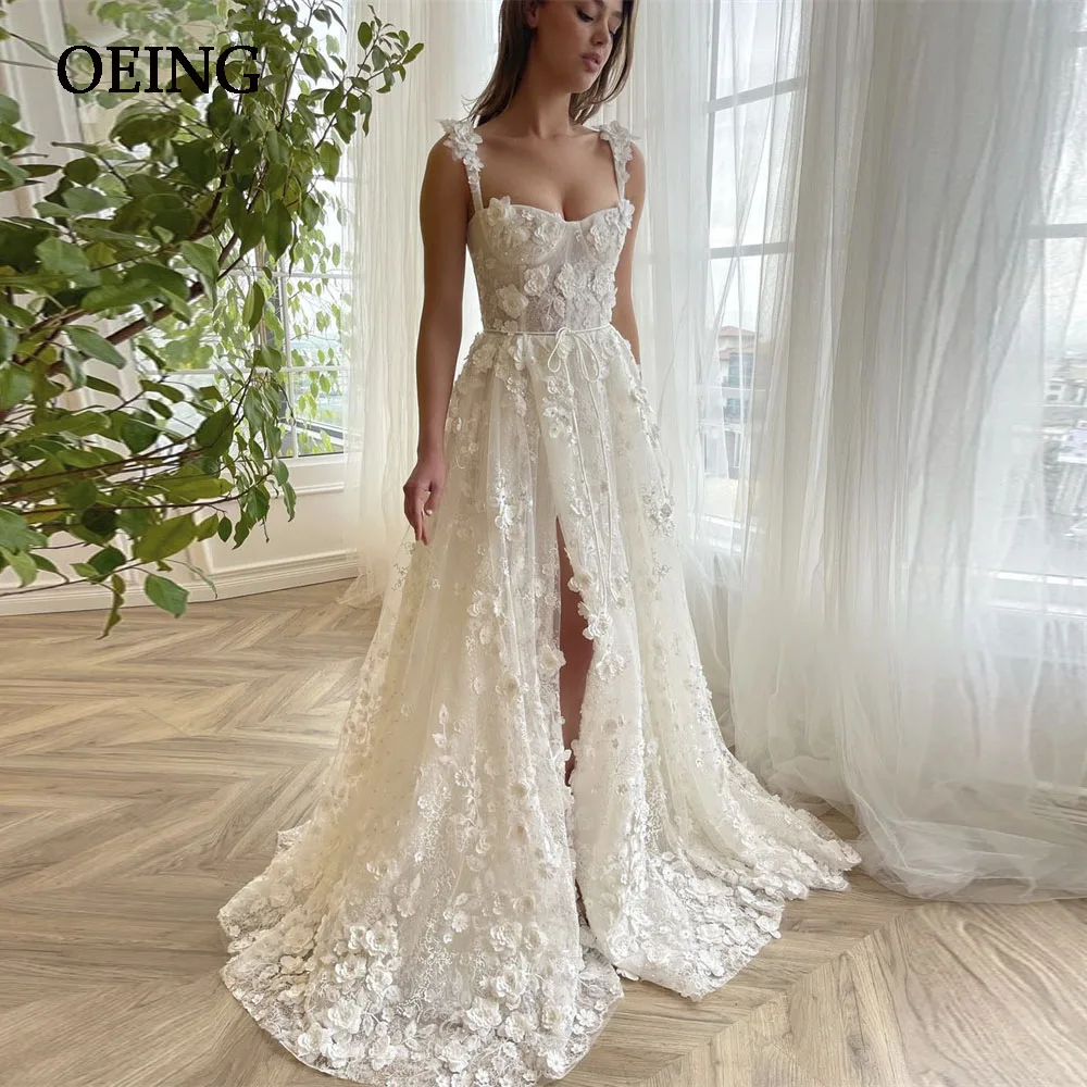

OEING White Pastoral Style Prom Dresses Elegant Fairy Spaghetti Strapes Evening Dress Formal Occasion Vestidos De Fiesta