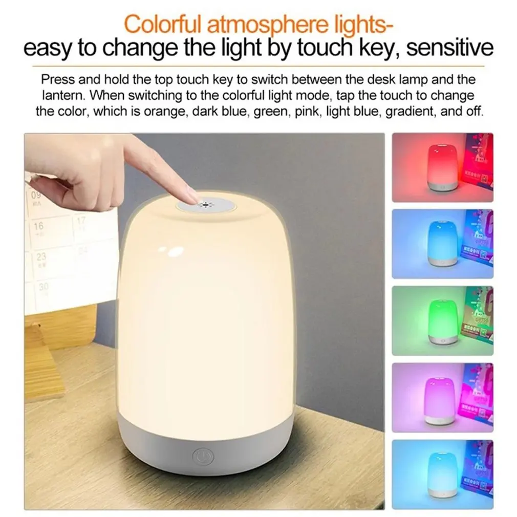 

Hot New USB Bedside Seven-color Night Light Indoor Ambient Lighting Bedside Night LightLed Round Rechargeable Touch Night Light