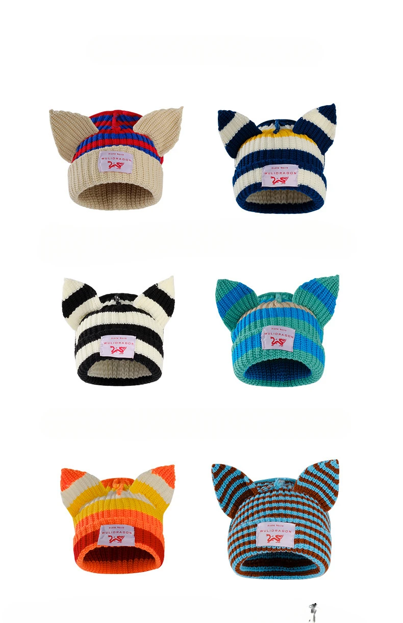 Loverboy Cat Ear Knit Hat - Double-Layer Warm Winter Cap 2 S366d2aacccdd44fda0fe4f4e43195bc8e