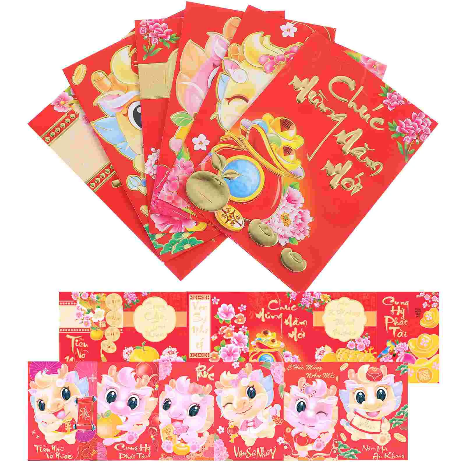

Вьетнамские красные конверты на новый год, красные конверты Dragon Hong Bao 2024, конверты для денег на удачу, красный пакет, праздник весны