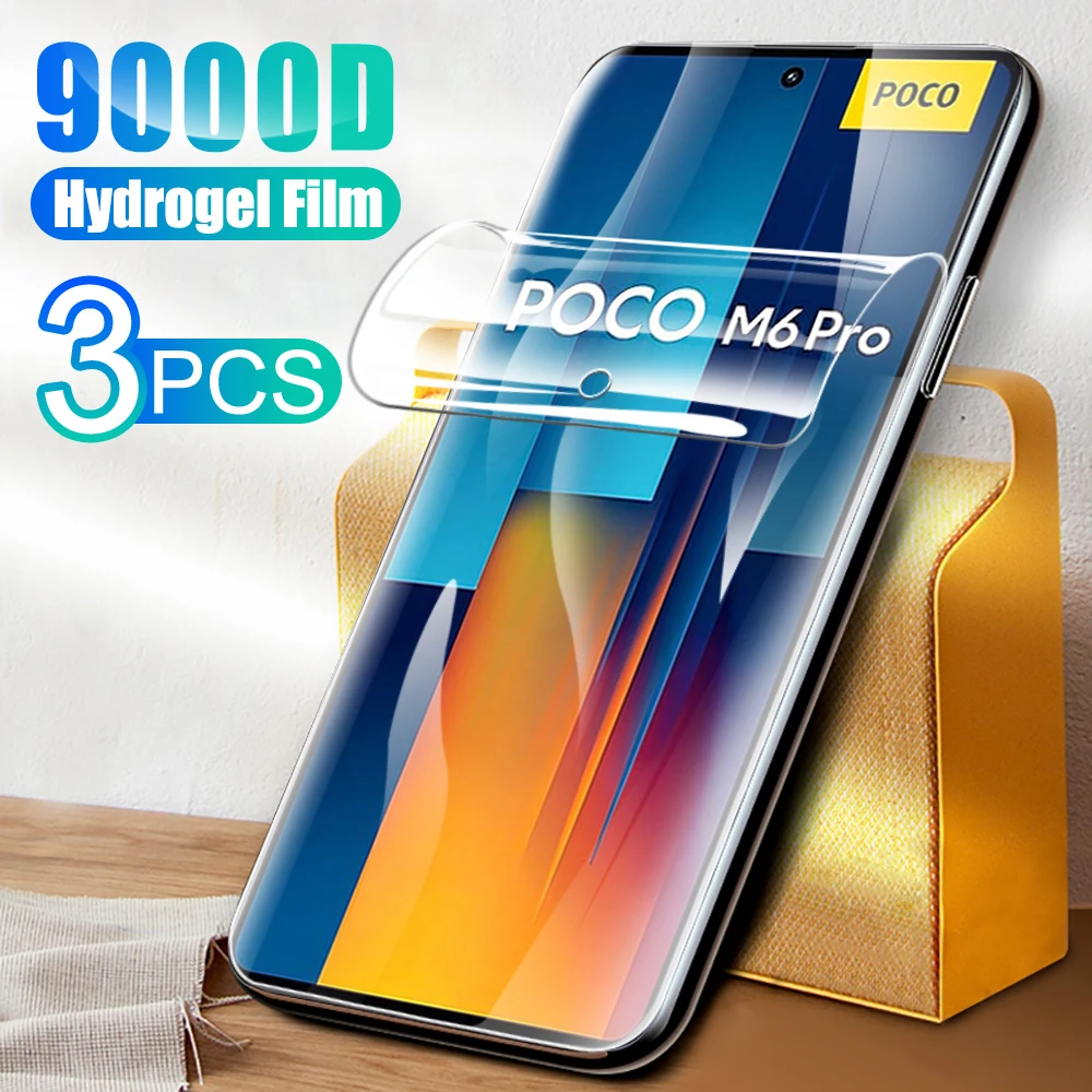 

3pcs Full glue cover hydrogel film For Xiaomi Poco M6 Pro 4G pocco M 6pro M6pro pokom6pro protective Film 6.67 inches soft film