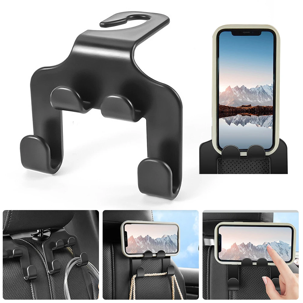 Multifunctional Car Seat Back Hook Double-Head Phone Hanger Car Headrest Hook Phone Holder Headrest Hanging Auto Interior Parts Multifunctional Car Seat Back Hook Double-Head Phone Hanger Car Headrest Hook Phone Holder Headrest Hanging Auto Interior Parts