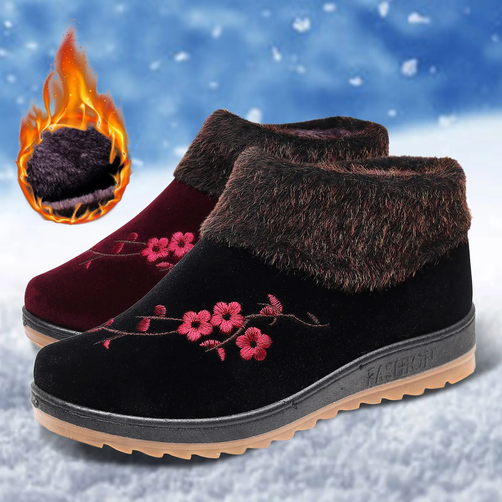 Thicken Winter Women Snow Boots Thick Soles Non Slip Round Toe Suede Flowers Embroidery Boots Vintage Warm Outdoor Ladies Shoes
Thicken Winter Women Snow Boots Thick Soles Non Slip Round Toe Suede Flowers Embroidery Boots Vintage Warm Outdoor Ladies Shoes