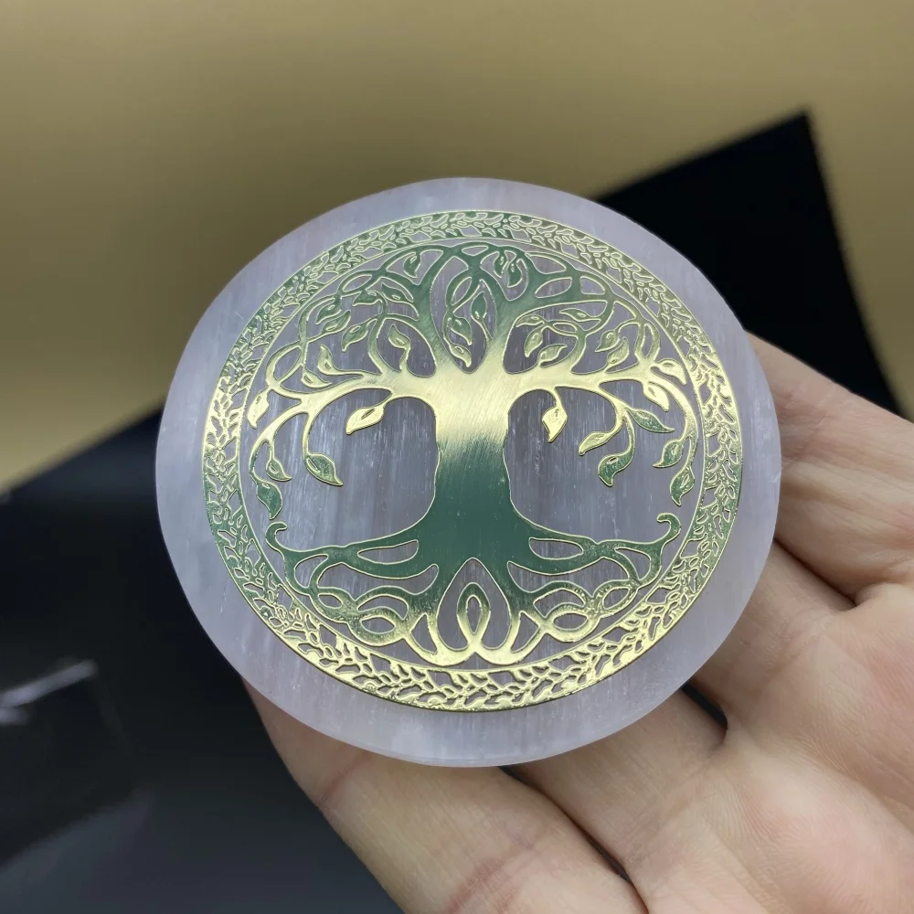 Natural Selenite Slice Slab White Gypsum 7 Chakras Flower of Life Charging Plate Yoga Meditation Fengshui Healing Crystal Gift Natural Selenite Slice Slab White Gypsum 7 Chakras Flower of Life Charging Plate Yoga Meditation Fengshui Healing Crystal Gift