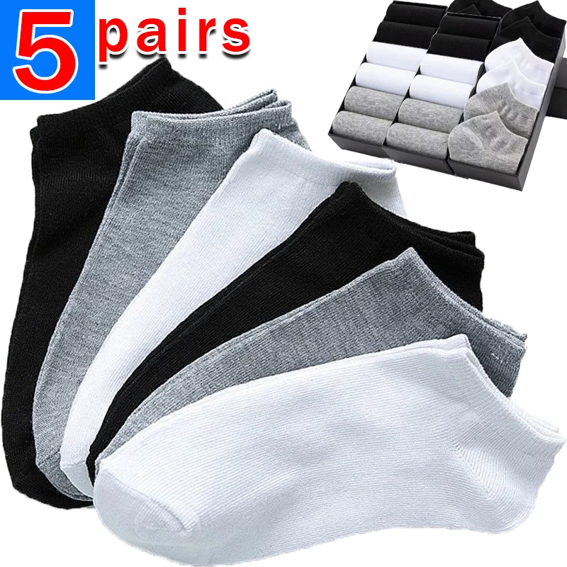 

Sports Low Cut Socks Men Black White Business Boat Sox Silicone Non-slip Ankle Boat Male Breathable Invisible Short Sokken