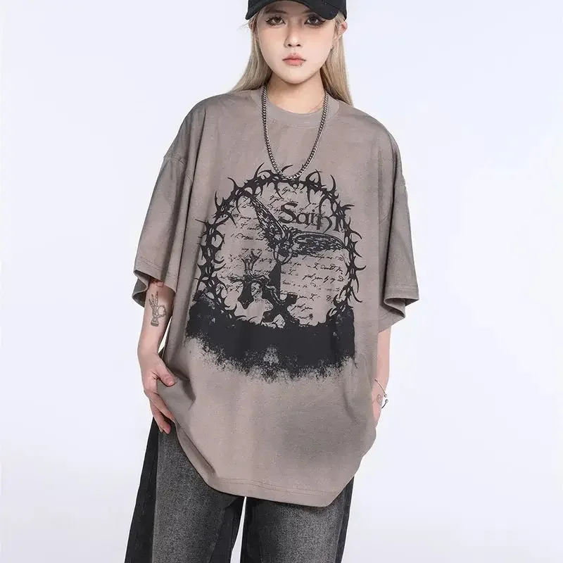 

Outdoor Loose SAINT MICHAEL Simple T-shirt Men Woman Cotton Tops Tee Spring Summer All-match Short Sleeve