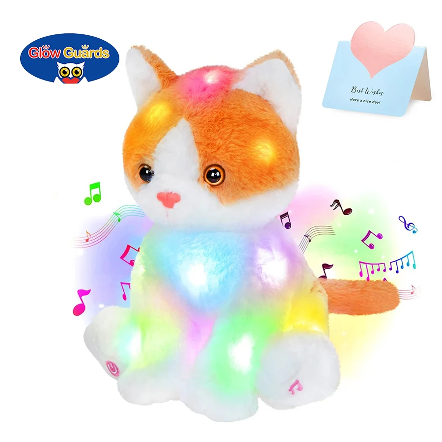 

38cm Orange Cat Stuffed Doll Toy Cute Animals with LED Night Light Glowing Kitty Plush Toy Gift for Girls Kids pluszowe zabawki