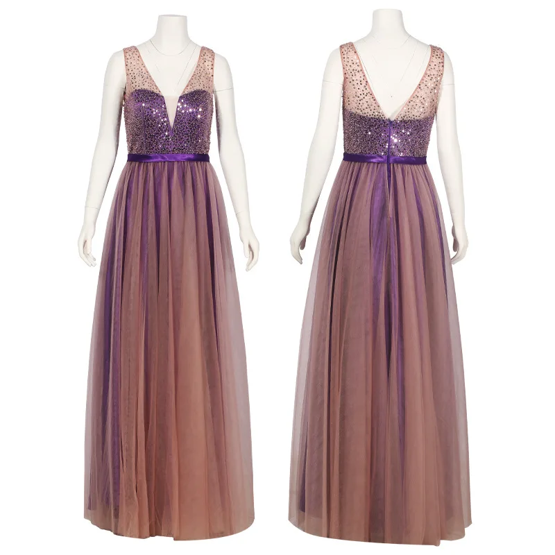 Evening gown WOMEN'S light luxury Banque long chorus costume warm pink bridesmaid wedding dress
Evening gown WOMEN'S light luxury Banque long chorus costume warm pink bridesmaid wedding dress