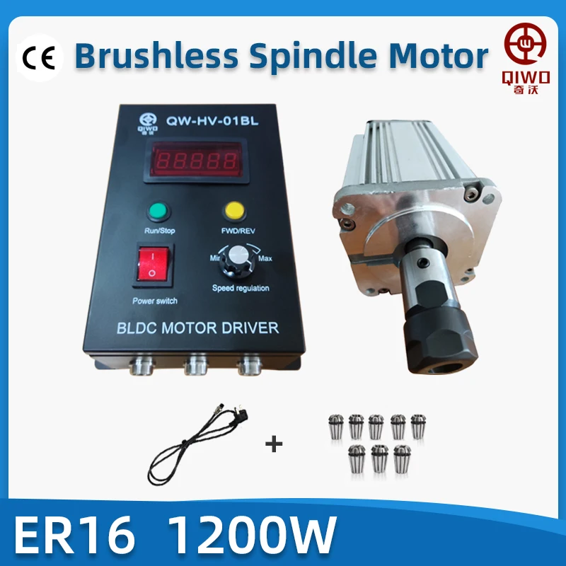 

110V/220V 1200W 3/6000RPM Brushless Spindle Motor Air Cooling ER16 Spindle DC Motor for CNC Engraving Milling Machine 3D Printer