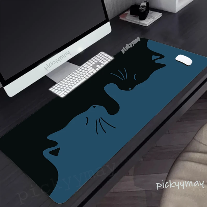 

Large Mousepad PC Gamer Mousepads Black Cat Keyboard Mat HD Print Desk Mats XXL Cute Office Deskpads Company Mouse Pad For Gift