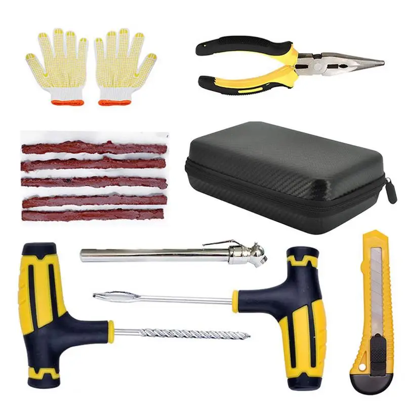 Car Tire Repair Tools Kit with Rubber Strips Tubeless Repair Kit Heavy Duty Tire Repair Tools Portable Repair Tools for Cars
Car Tire Repair Tools Kit with Rubber Strips Tubeless Repair Kit Heavy Duty Tire Repair Tools Portable Repair Tools for Cars