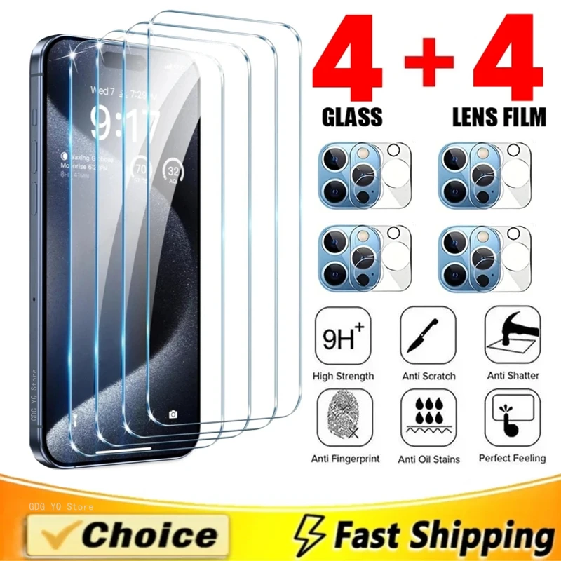 4Pcs Tempered Glass Screen Protector With 4Pcs Camera Lens Protector Suitable For iPhone 15 11 12 13 14 Pro Max Mini 14 15 Plus
4Pcs Tempered Glass Screen Protector With 4Pcs Camera Lens Protector Suitable For iPhone 15 11 12 13 14 Pro Max Mini 14 15 Plus