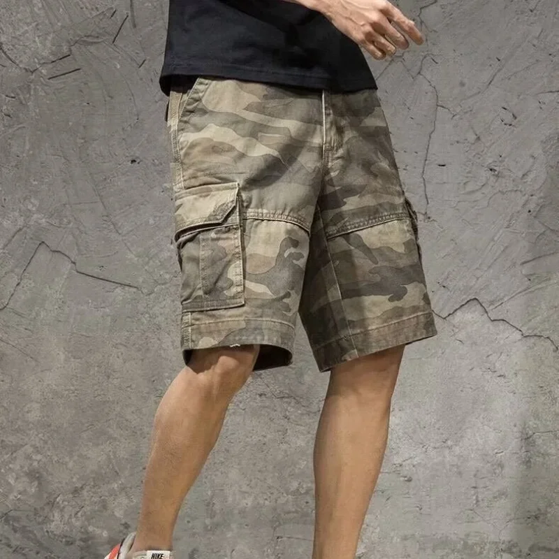 

Шорты-карго мужские камуфляжные, короткие бермуды, с передним карманом, эластичная талия, свободные штаны, Y2k